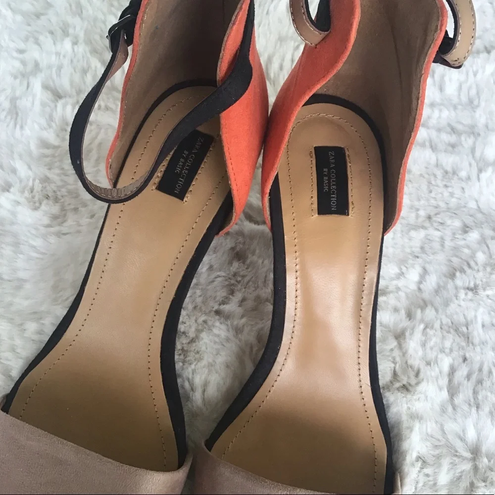 Zara colorblock ankle strap stiletto heels